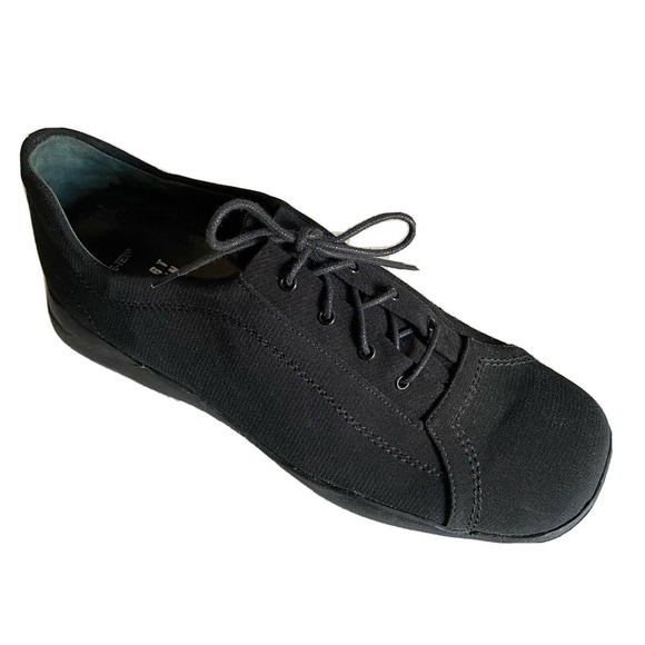 STUART WEITZMAN Black Nylon Lace Up Sneaker Shoe Flat Square Toe Women's… - Picture 1 of 7